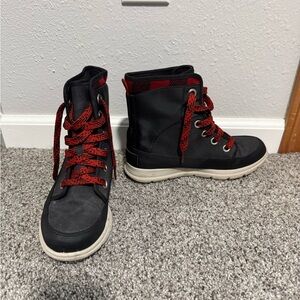 Sorel Black and Red Lace-Up Boots